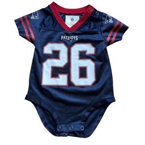 NFL Patriots Infant Jersey Onesie Sony Michel Navy, Red, White size 3-6M